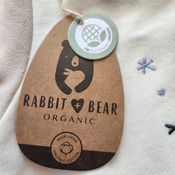 Rabbit + Bear Organic Cotton Infant Snowman Sweatshirt 12M – Cream & Beige NWT - Picture 9 of 11